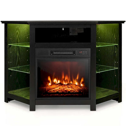 Costway Fireplace TV Stand w/ Led Lights & 18  Electric Fireplace for - See Details