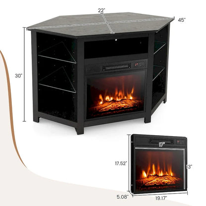 Costway Fireplace TV Stand w/ Led Lights & 18  Electric Fireplace for - See Details
