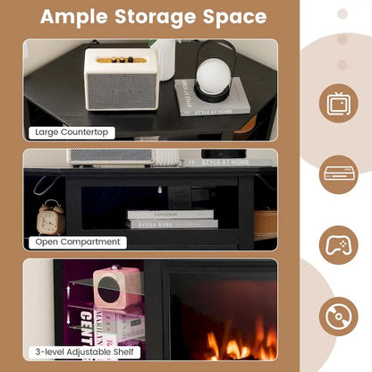 Costway Fireplace TV Stand w/ Led Lights & 18  Electric Fireplace for - See Details