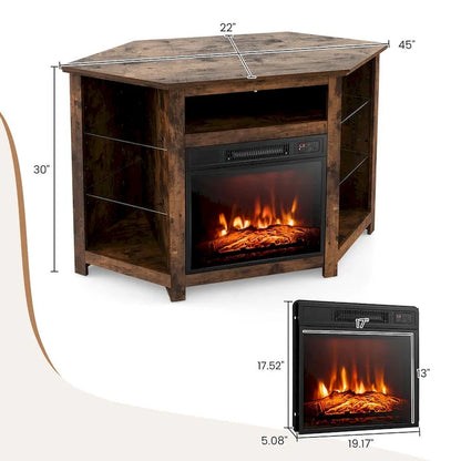 Costway Fireplace TV Stand w/ Led Lights & 18  Electric Fireplace for - See Details