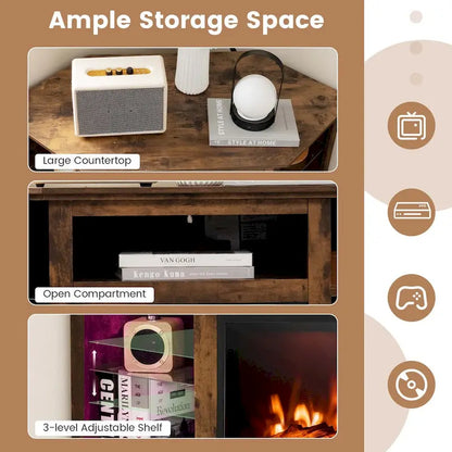 Costway Fireplace TV Stand w/ Led Lights & 18  Electric Fireplace for - See Details