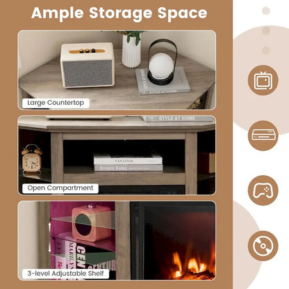 Costway Fireplace TV Stand w/ Led Lights & 18  Electric Fireplace for - See Details
