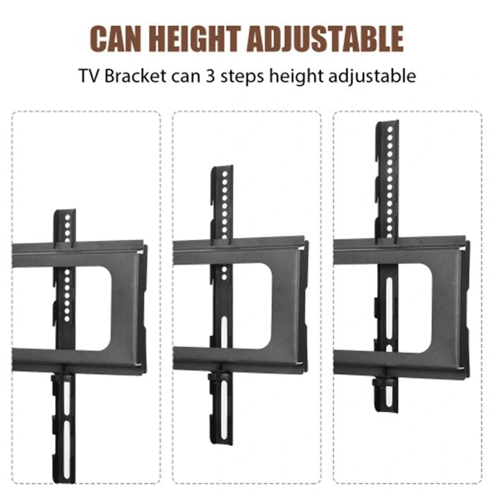 Wooden Tv Stand with Black Tempered Glass Adjustable Swivel Entertainment Center With Mount TV Stand