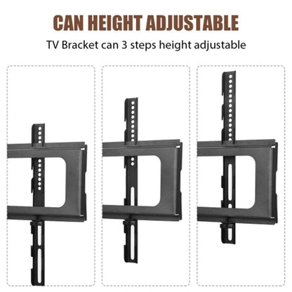 Wooden Tv Stand with Black Tempered Glass Adjustable Swivel Entertainment Center With Mount TV Stand