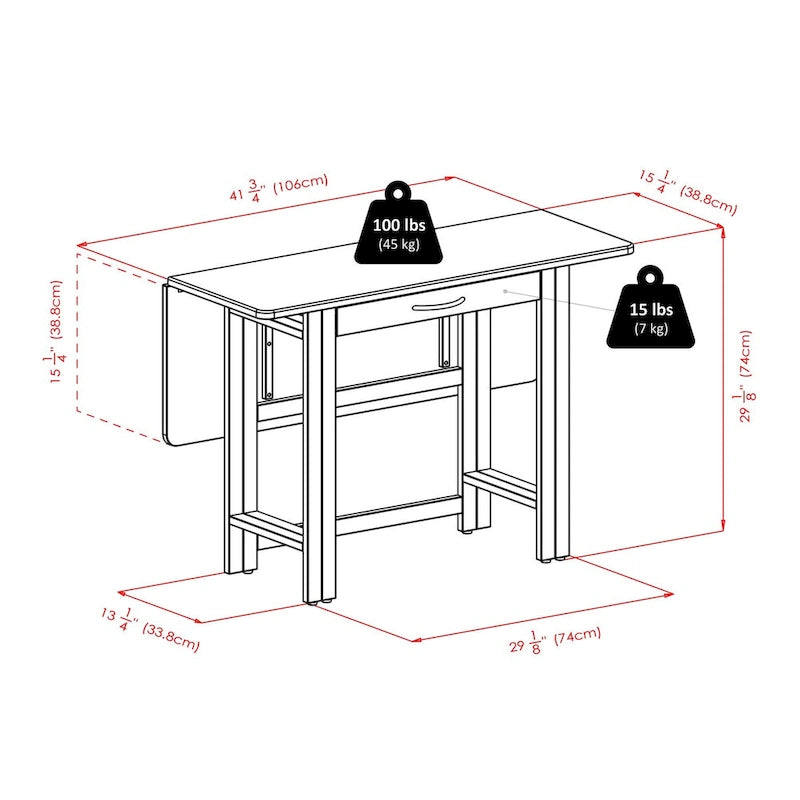 3-Pc Drop Leaf Table with Ladder-back Chairs, Walnut