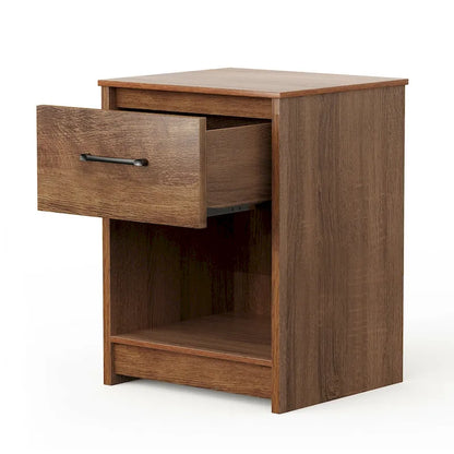 Gymax Nightstand with Drawer Storage Shelf Wooden End Side Table