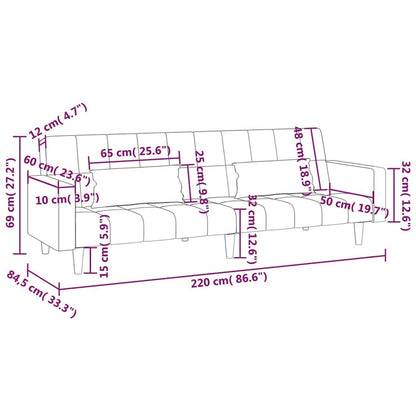 vidaXL 2-Seater Sofa Bed Upholstered Convertible Sleeper Sofa Couch Velvet - 86.6  x 33.3  x 27.2