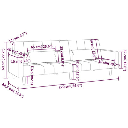 vidaXL 2-Seater Sofa Bed Upholstered Convertible Sleeper Sofa Couch Velvet - 86.6  x 33.3  x 27.2