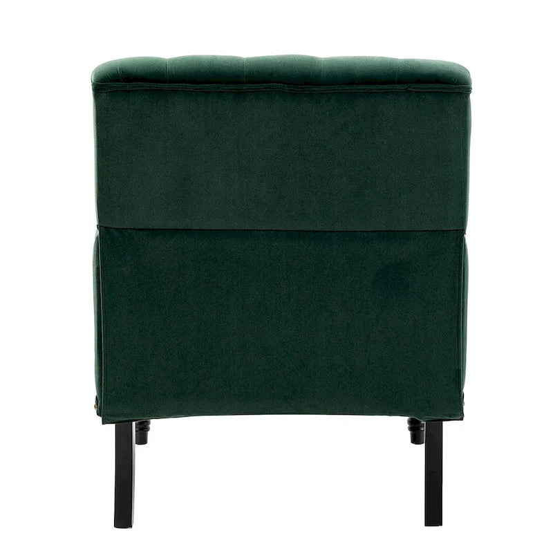 Geltrude Transitional Upholstered Button Tufted Club Chair with turned wooden Legs by HULALA HOME