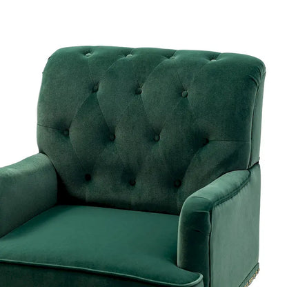 Geltrude Transitional Upholstered Button Tufted Club Chair with turned wooden Legs by HULALA HOME