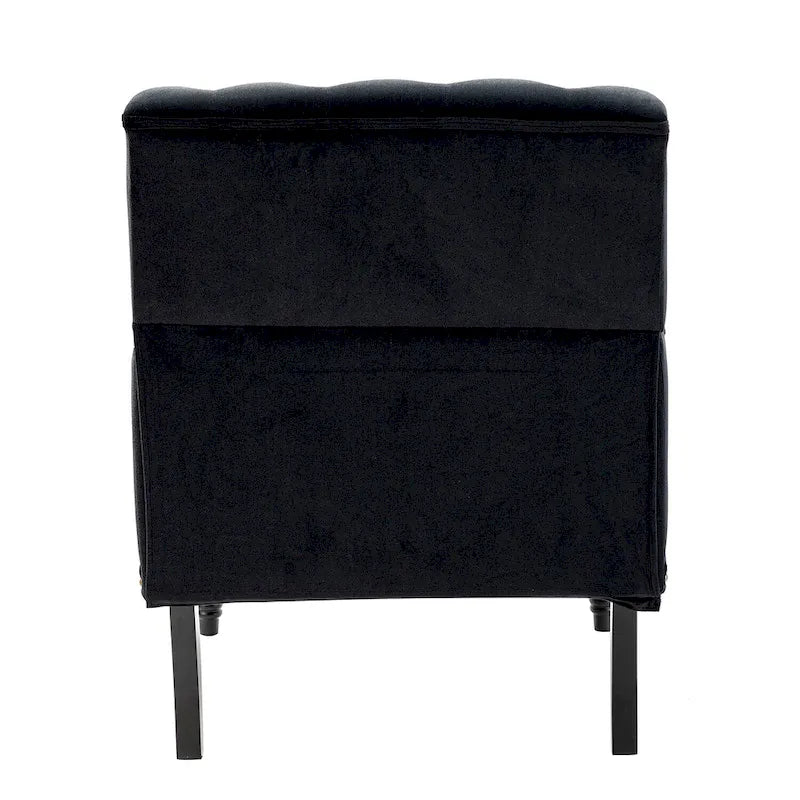 Geltrude Transitional Upholstered Button Tufted Club Chair with turned wooden Legs by HULALA HOME