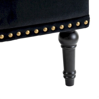 Geltrude Transitional Upholstered Button Tufted Club Chair with turned wooden Legs by HULALA HOME