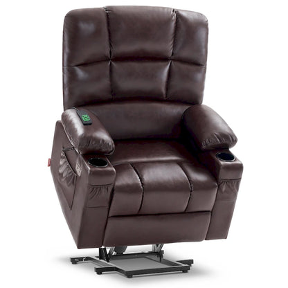 MCombo Medium Dual Motor Power Lift Recliner Chair with Massage and Heat for Elderly People, Faux Leather 7679
