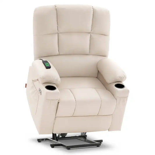 MCombo Medium Dual Motor Power Lift Recliner Chair with Massage and Heat for Elderly People, Faux Leather 7679