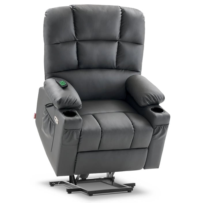 MCombo Medium Dual Motor Power Lift Recliner Chair with Massage and Heat for Elderly People, Faux Leather 7679