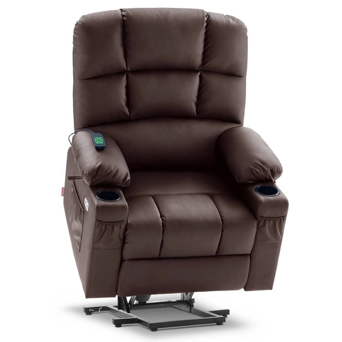 MCombo Medium Dual Motor Power Lift Recliner Chair with Massage and Heat for Elderly People, Faux Leather 7679