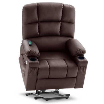 MCombo Medium Dual Motor Power Lift Recliner Chair with Massage and Heat for Elderly People, Faux Leather 7679