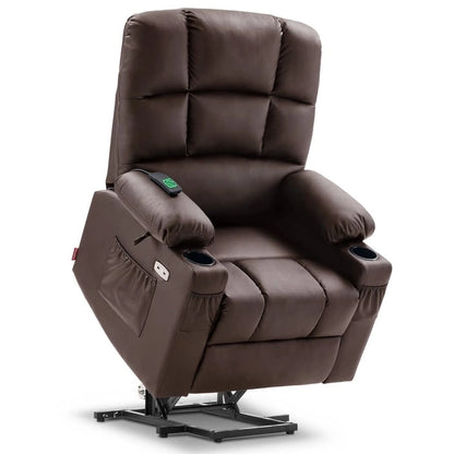 MCombo Medium Dual Motor Power Lift Recliner Chair with Massage and Heat for Elderly People, Faux Leather 7679