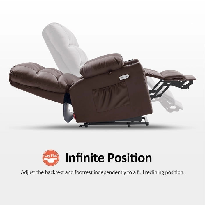 MCombo Medium Dual Motor Power Lift Recliner Chair with Massage and Heat for Elderly People, Faux Leather 7679