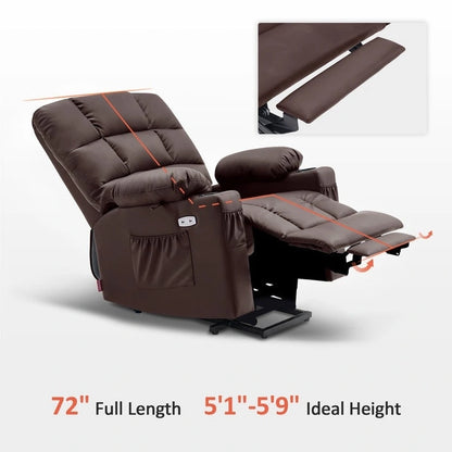 MCombo Medium Dual Motor Power Lift Recliner Chair with Massage and Heat for Elderly People, Faux Leather 7679