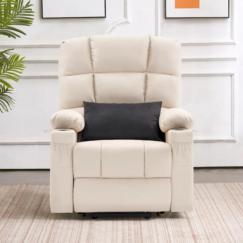 MCombo Medium Dual Motor Power Lift Recliner Chair with Massage and Heat for Elderly People, Faux Leather 7679