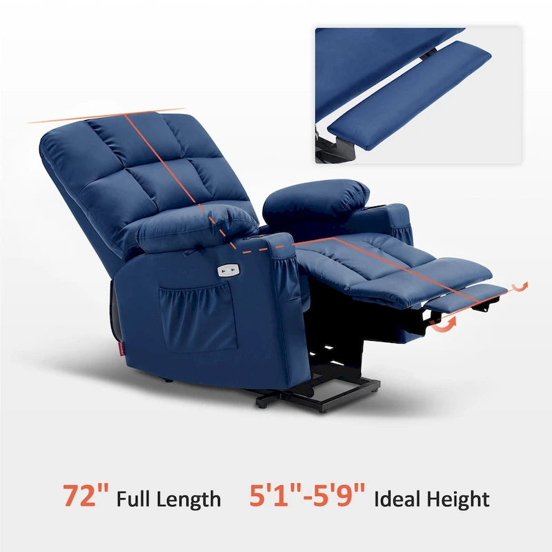 MCombo Medium Dual Motor Power Lift Recliner Chair with Massage and Heat for Elderly People, Faux Leather 7679