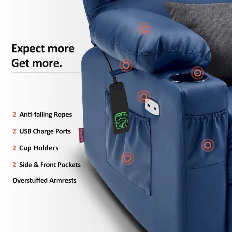 MCombo Medium Dual Motor Power Lift Recliner Chair with Massage and Heat for Elderly People, Faux Leather 7679