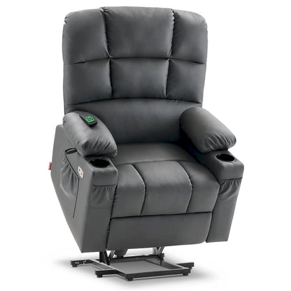 MCombo Medium Dual Motor Power Lift Recliner Chair with Massage and Heat for Elderly People, Faux Leather 7679