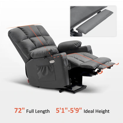 MCombo Medium Dual Motor Power Lift Recliner Chair with Massage and Heat for Elderly People, Faux Leather 7679