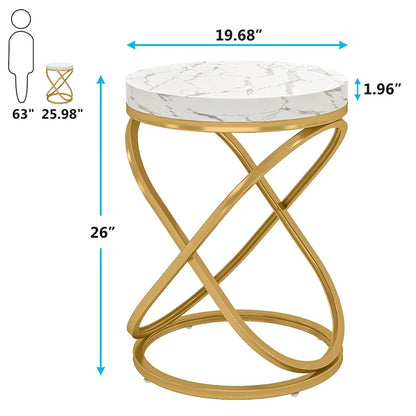 19.68 Inches Round End Side Table Nightstands for Living Room