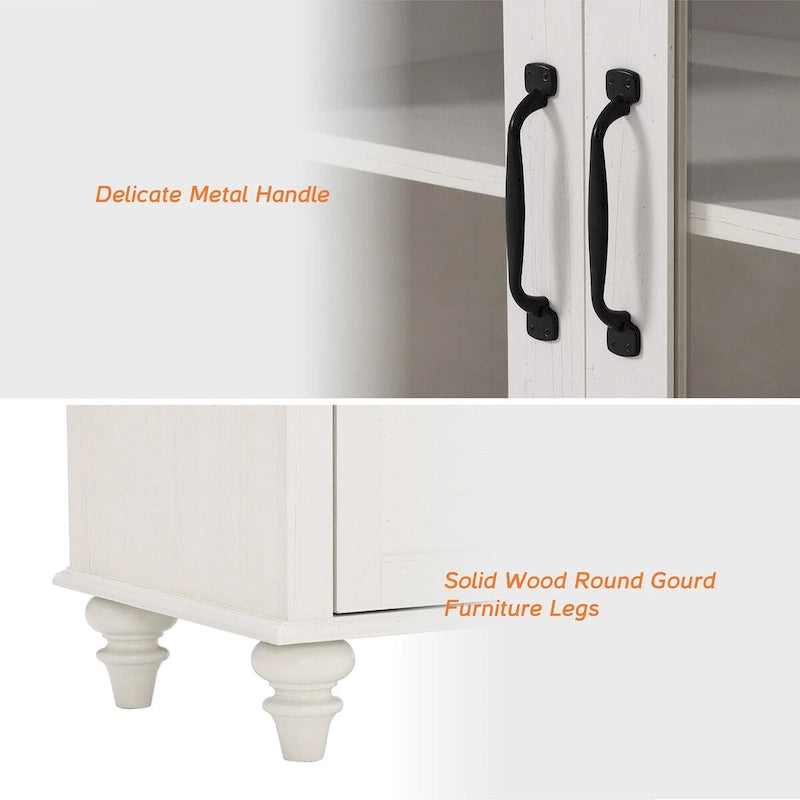 WAMPAT Farmhouse Sliding Barn Door TV Stands Storage Cabinets Entertainment Stand for TVs Up to 65