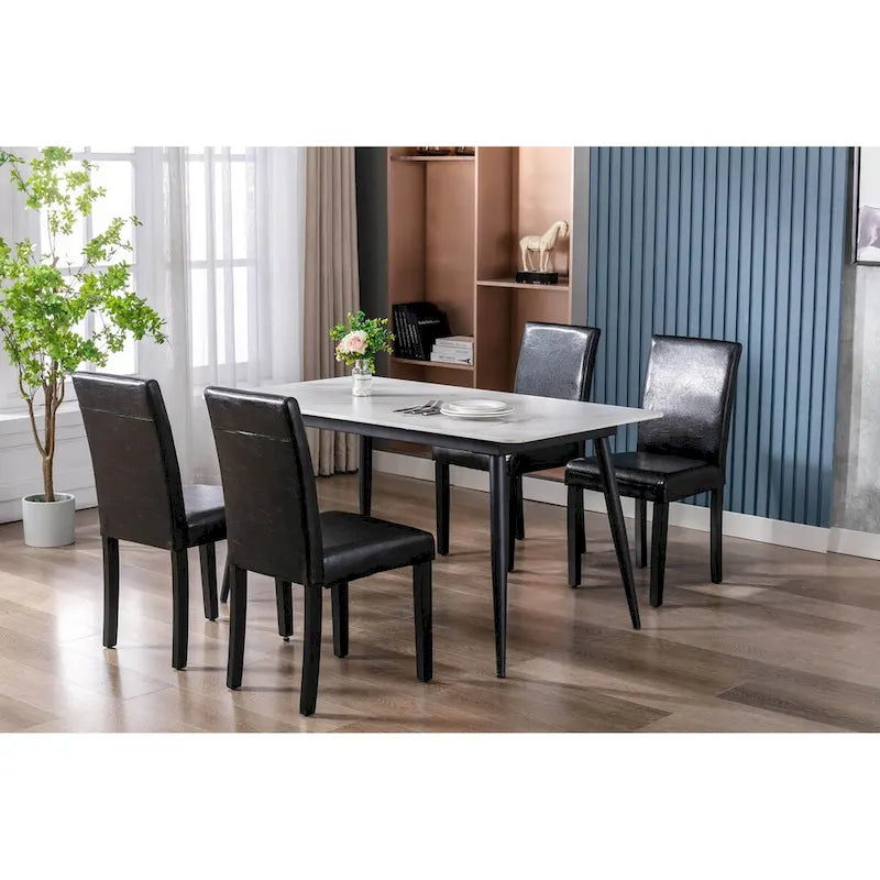 Porthos Home Nate PU Leather Upholstered Dining Chairs with Rubberwood Legs, Set of 4