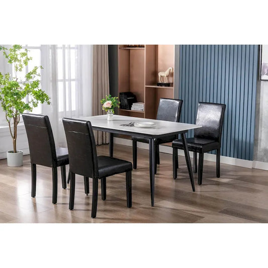 Porthos Home Nate PU Leather Upholstered Dining Chairs with Rubberwood Legs, Set of 4