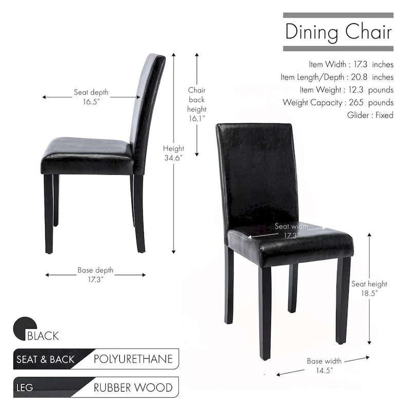 Porthos Home Nate PU Leather Upholstered Dining Chairs with Rubberwood Legs, Set of 4