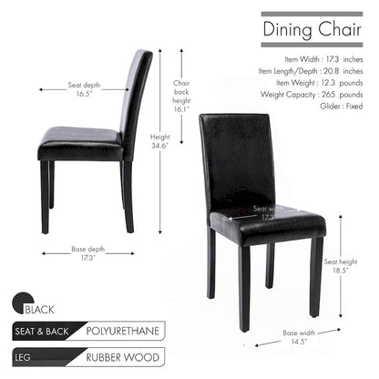 Porthos Home Nate PU Leather Upholstered Dining Chairs with Rubberwood Legs, Set of 4