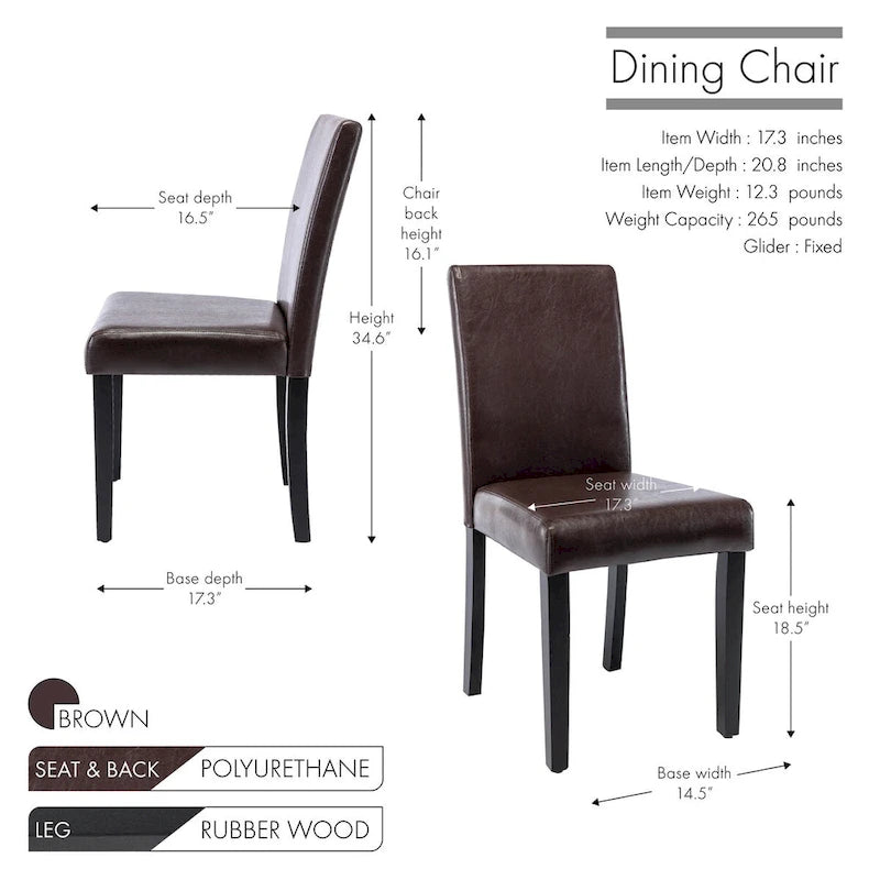 Porthos Home Nate PU Leather Upholstered Dining Chairs with Rubberwood Legs, Set of 4