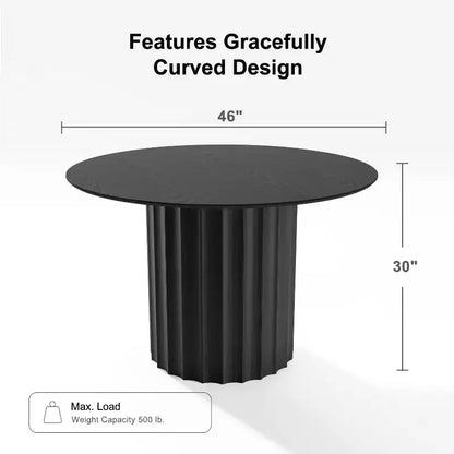 Dovelina Mid-Century Round Dining Table Wood Kitchen Table Dining Room Table for 4 People - Black