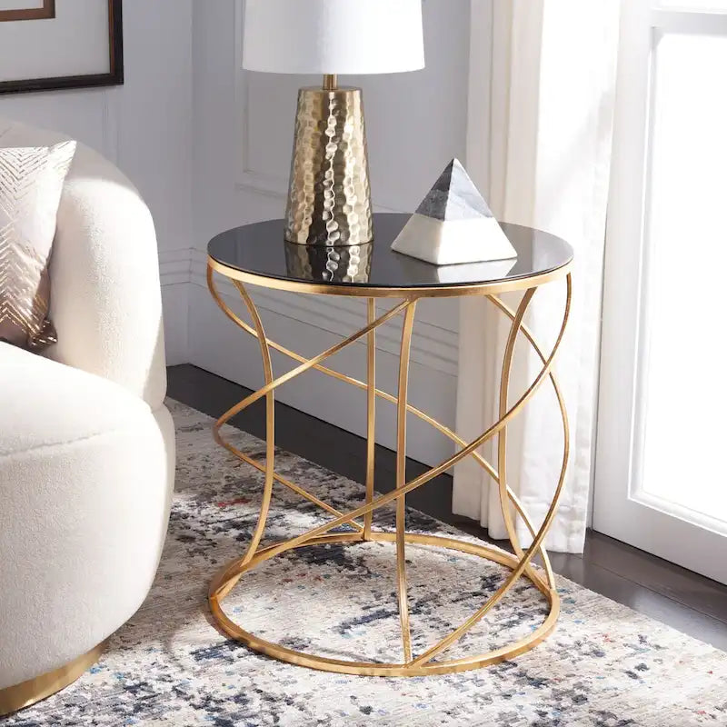 SAFAVIEH Treasures Jeanine Gold/ White Top Accent Table - 20  x 20  x 21.2  - 20Wx20Dx21H