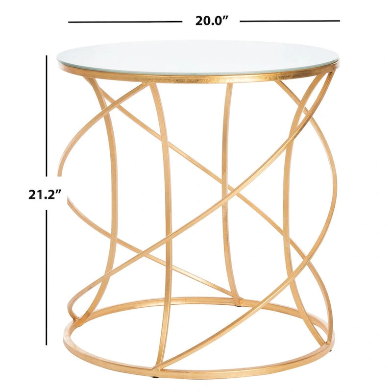 SAFAVIEH Treasures Jeanine Gold/ White Top Accent Table - 20  x 20  x 21.2  - 20Wx20Dx21H