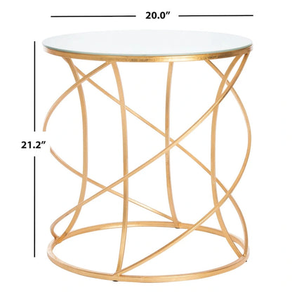 SAFAVIEH Treasures Jeanine Gold/ White Top Accent Table - 20  x 20  x 21.2  - 20Wx20Dx21H