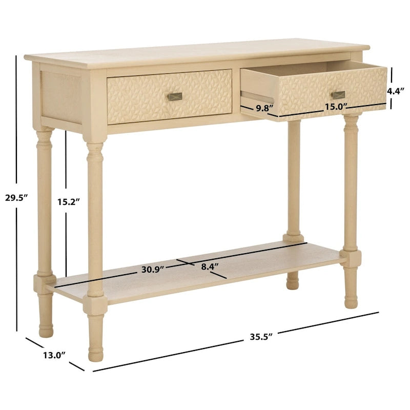 SAFAVIEH Salina 2-Drawer Console Table - 35.5  W x 13  L x 29.5  H - 36Wx13Dx30H