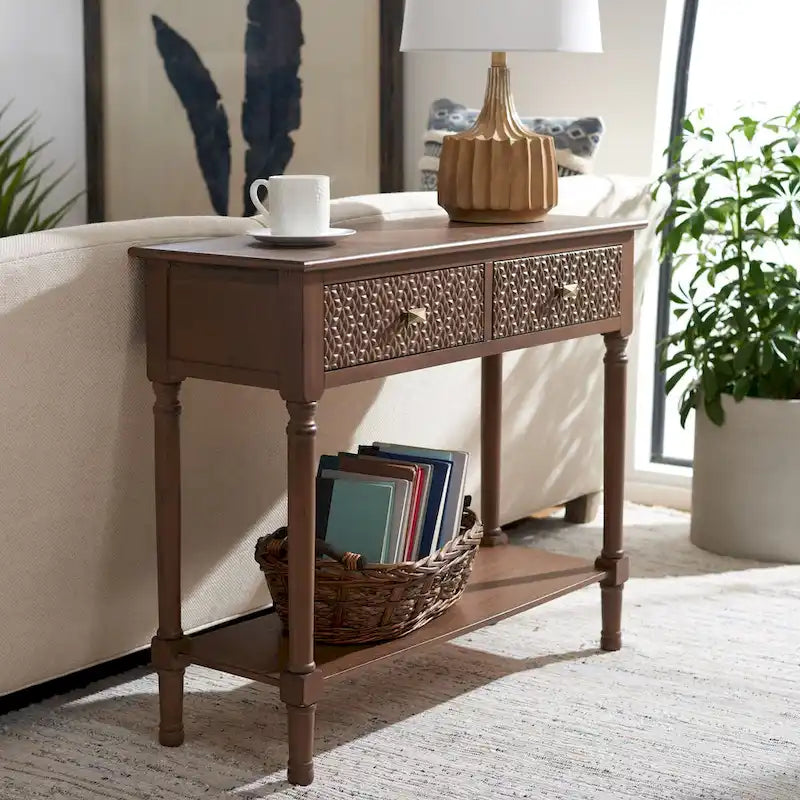 SAFAVIEH Salina 2-Drawer Console Table - 35.5  W x 13  L x 29.5  H - 36Wx13Dx30H