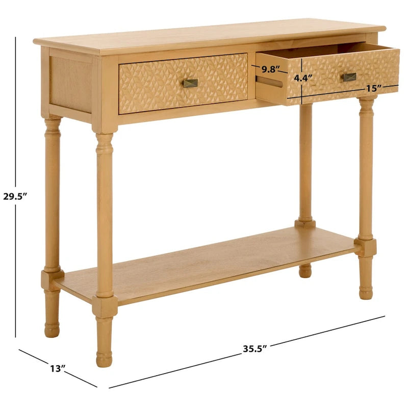 SAFAVIEH Salina 2-Drawer Console Table - 35.5  W x 13  L x 29.5  H - 36Wx13Dx30H