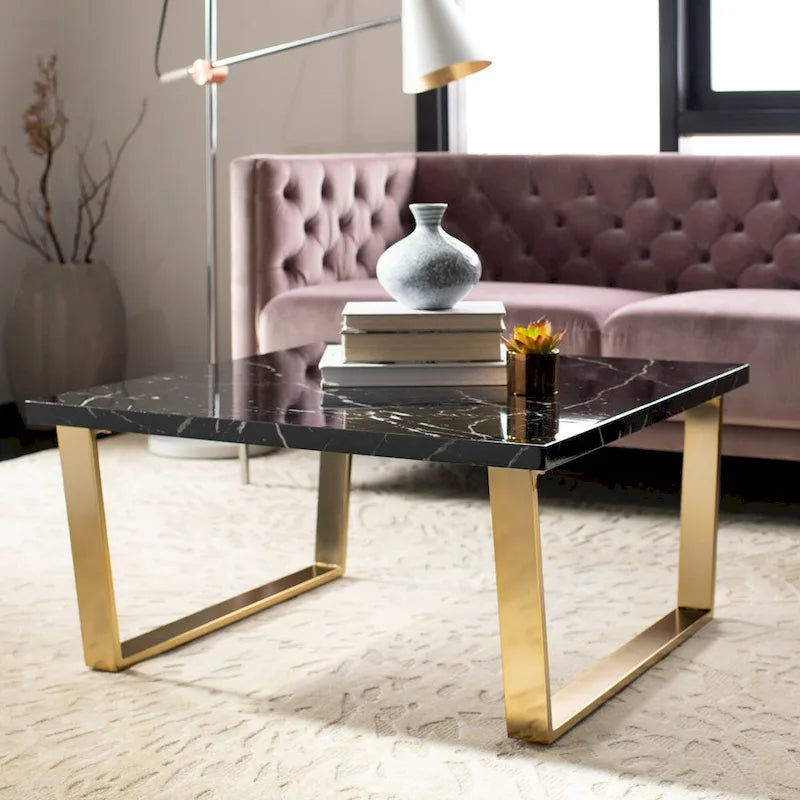 SAFAVIEH Bea Black/ Brass Square Coffee Table - 31.5  x 31.5  x 15.8  - 32Wx32Dx16H