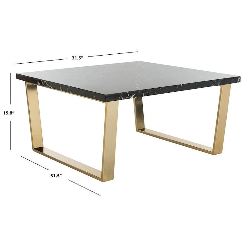 SAFAVIEH Bea Black/ Brass Square Coffee Table - 31.5  x 31.5  x 15.8  - 32Wx32Dx16H