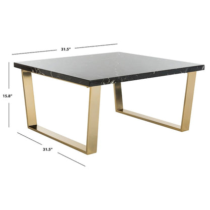 SAFAVIEH Bea Black/ Brass Square Coffee Table - 31.5  x 31.5  x 15.8  - 32Wx32Dx16H