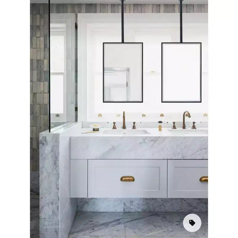 TEHOME Seren Specchio rettangolare da bagno da 20 pollici L x 30 pollici H con cornice in metallo, montaggio a soffitto, nero opaco