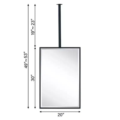 TEHOME Seren Specchio rettangolare da bagno da 20 pollici L x 30 pollici H con cornice in metallo, montaggio a soffitto, nero opaco