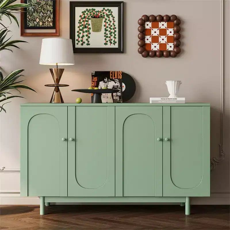 Sideboard Buffet Cabinet, Modern Kitchen Storage Cabinet With 4 Doors Adjustable Shelves, Wooden Sideboard Cabinet For Hallway Living Room