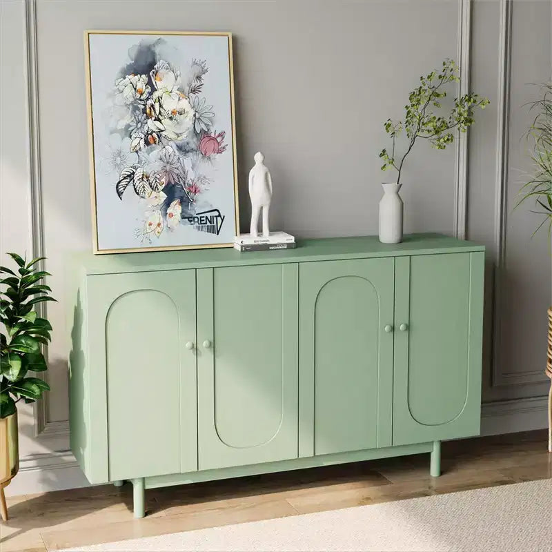 Credenza a Buffet, Mobile Contenitore Moderno da Cucina con 4 Ante e Ripiani Regolabili, Credenza in Legno per Ingresso e Soggiorno